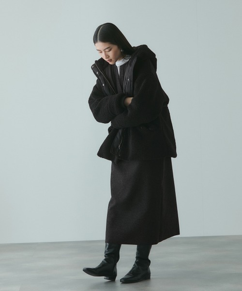 VICKY（ビッキー）の「ソフトニットメルトンキーネックワンピース≪手洗い可能≫（ワンピース・レディース・ダークグレー/ライトグレー・M）」の20枚目の写真