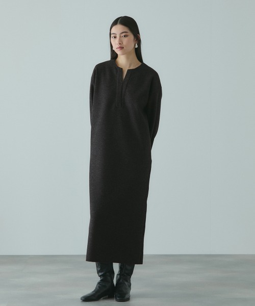 VICKY（ビッキー）の「ソフトニットメルトンキーネックワンピース≪手洗い可能≫（ワンピース・レディース・ダークグレー/ライトグレー・M）」の21枚目の写真