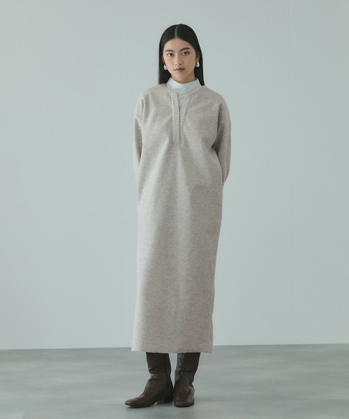 VICKY（ビッキー）の「ソフトニットメルトンキーネックワンピース≪手洗い可能≫（ワンピース・レディース・ダークグレー/ライトグレー・M）」の11枚目の写真