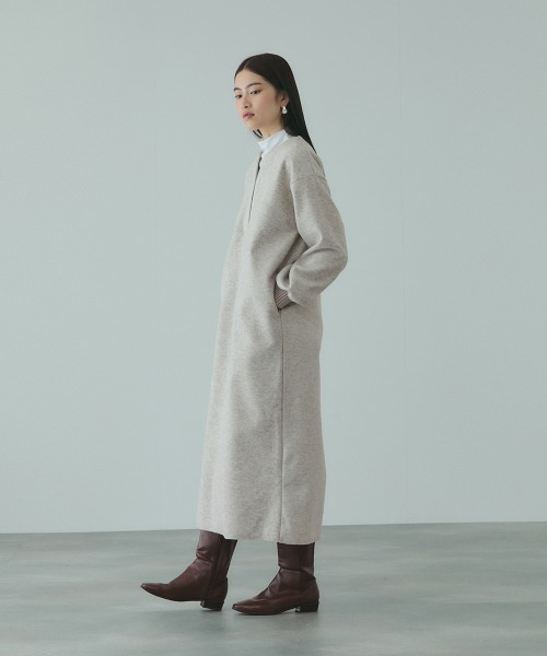 VICKY（ビッキー）の「ソフトニットメルトンキーネックワンピース≪手洗い可能≫（ワンピース・レディース・ダークグレー/ライトグレー・M）」の12枚目の写真