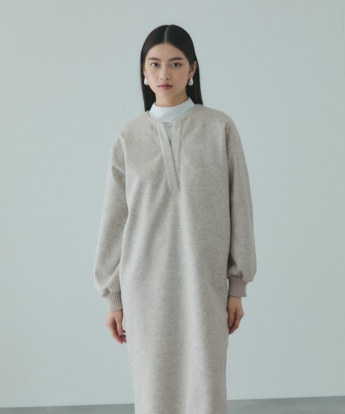 VICKY（ビッキー）の「ソフトニットメルトンキーネックワンピース≪手洗い可能≫（ワンピース・レディース・ダークグレー/ライトグレー・M）」の9枚目の写真