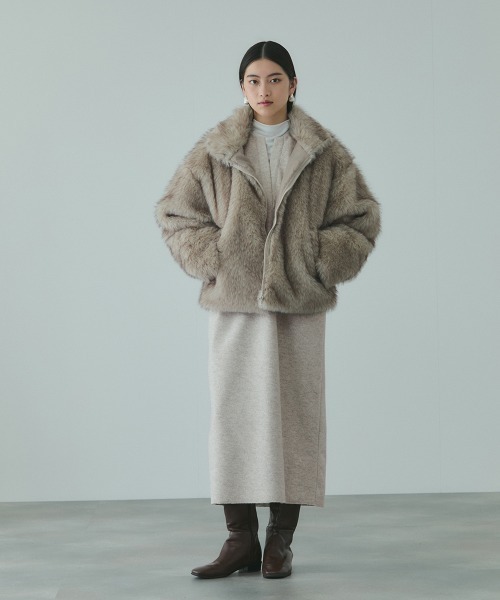 VICKY（ビッキー）の「ソフトニットメルトンキーネックワンピース≪手洗い可能≫（ワンピース・レディース・ダークグレー/ライトグレー・M）」の14枚目の写真