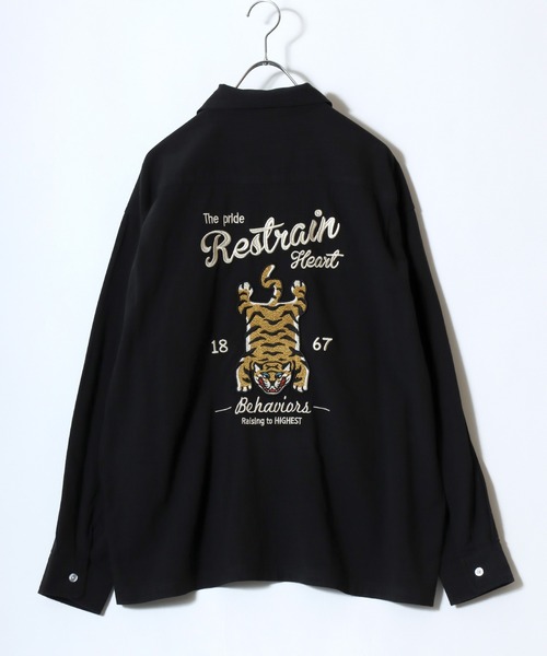 POWER TO THE PEOPLE(パワートゥーザピープル)の「2026SS POWER TO THE PEOPLE/パワートゥザピープル オーバーサイズ チベタンタイガー バック刺繍 長袖シャツ(シャツ/ブラウス・メンズ・アイボリー/ブラック・M/L/LL)」の6枚目の写真