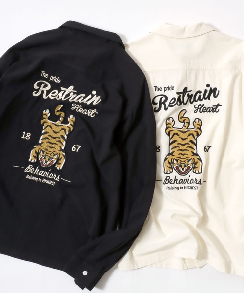 POWER TO THE PEOPLE(パワートゥーザピープル)の「2026SS POWER TO THE PEOPLE/パワートゥザピープル オーバーサイズ チベタンタイガー バック刺繍 長袖シャツ(シャツ/ブラウス・メンズ・アイボリー/ブラック・M/L/LL)」の15枚目の写真