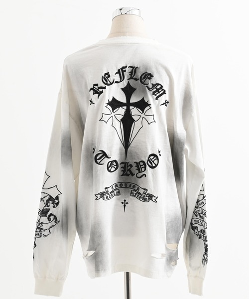 REFLEM/レフレム』クロス刺繍L/S Tee/ロングスリーブカットソー（T