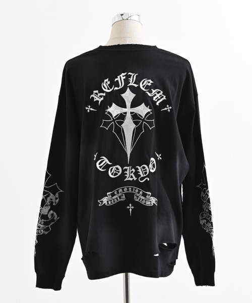REFLEM/レフレム』クロス刺繍L/S Tee/ロングスリーブカットソー（T