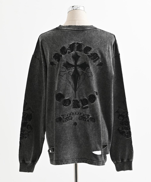 REFLEM/レフレム』クロス刺繍L/S Tee/ロングスリーブカットソー（T