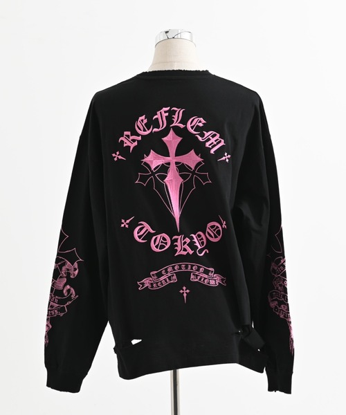 REFLEM/レフレム』クロス刺繍L/S Tee/ロングスリーブカットソー（T