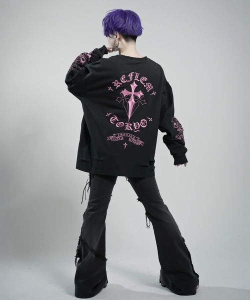 『REFLEM/レフレム』クロス刺繍L/S Tee/ロングスリーブカットソー REFLEM（レフレム）の「『REFLEM/レフレム』クロス刺繍L/S Tee/ロング