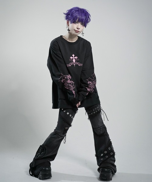 REFLEM/レフレム』クロス刺繍L/S Tee/ロングスリーブカットソー（T