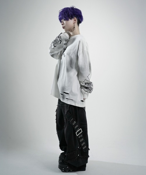 REFLEM/レフレム』クロス刺繍L/S Tee/ロングスリーブカットソー（T