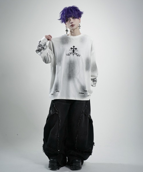 REFLEM/レフレム』クロス刺繍L/S Tee/ロングスリーブカットソー（T