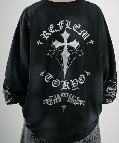 REFLEM/レフレム』クロス刺繍L/S Tee/ロングスリーブカットソー アクロ REFLEM/レフレム』クロス刺繍L/S Tee/ロングスリーブカットソー アクロ