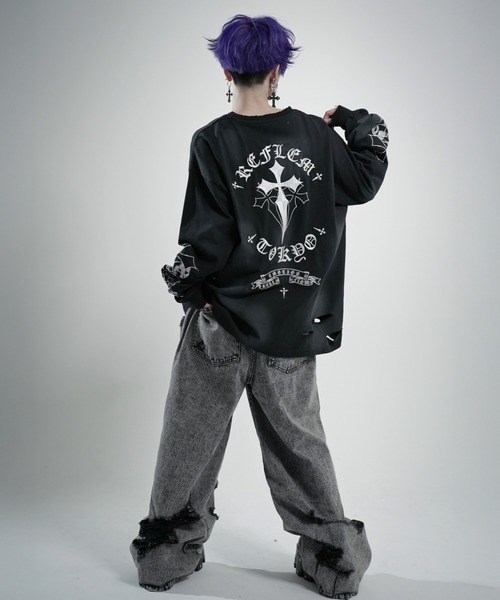REFLEM/レフレム』クロス刺繍L/S Tee/ロングスリーブカットソー（T