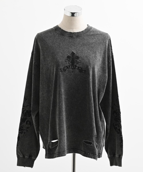 REFLEM/レフレム』クロス刺繍L/S Tee/ロングスリーブカットソー（T