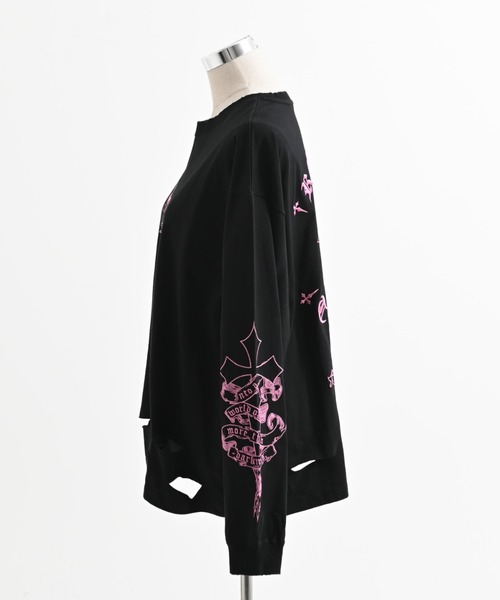 REFLEM/レフレム』クロス刺繍L/S Tee/ロングスリーブカットソー（T