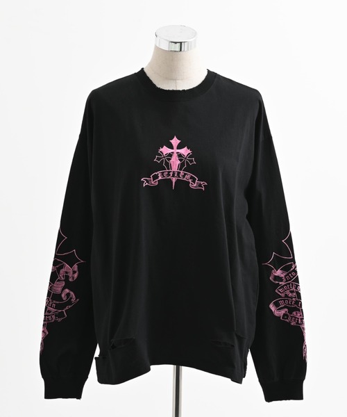 REFLEM レフレム クロス刺繍 ロングスリーブカットソー Tシャツ REFLEM/レフレム』クロス刺繍L/S Tee/ロングスリーブカットソー（T