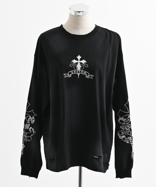 REFLEM/レフレム』クロス刺繍L/S Tee/ロングスリーブカットソー（T