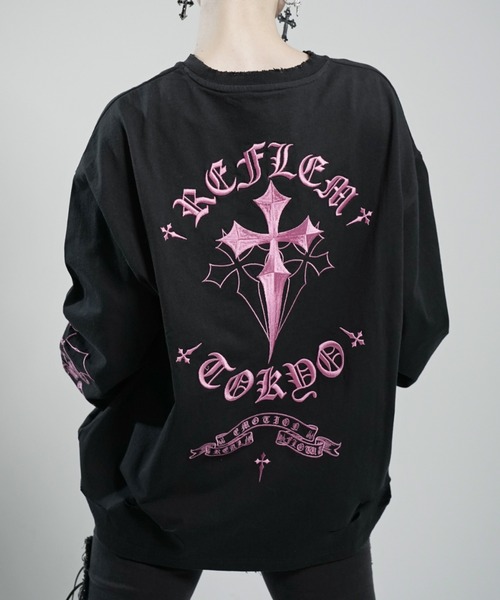 REFLEM/レフレム』クロス刺繍L/S Tee/ロングスリーブカットソー（T