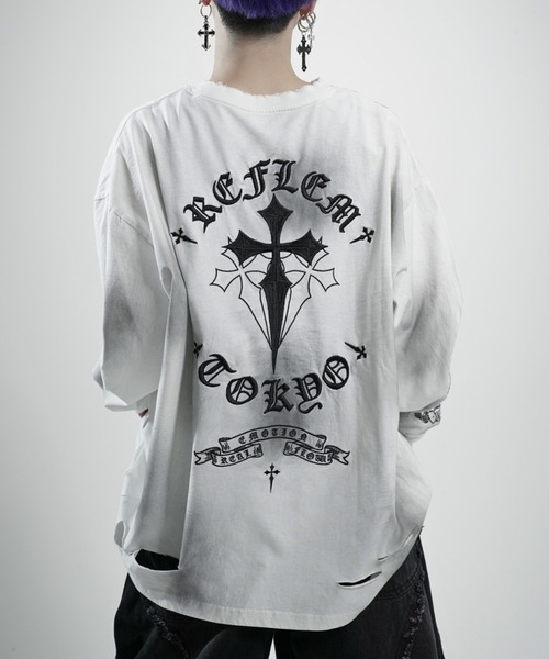 REFLEM レフレム クロス刺繍 ロングスリーブカットソー Tシャツ REFLEM/レフレム』クロス刺繍L/S Tee/ロングスリーブカットソー（T