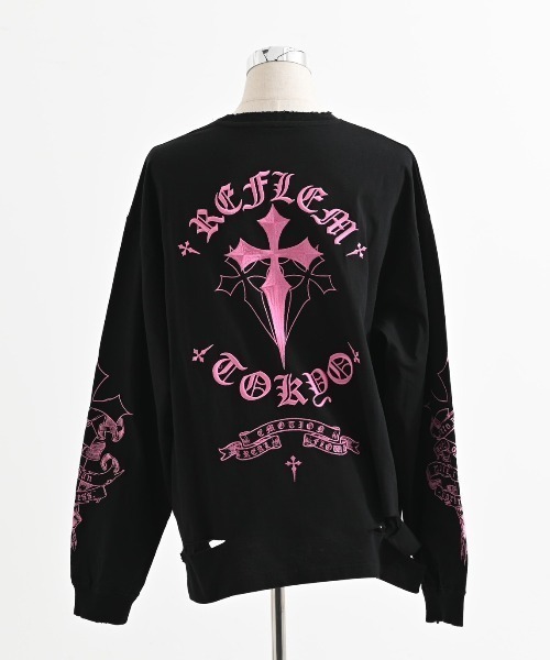 REFLEM/レフレム』クロス刺繍L/S Tee/ロングスリーブカットソー（T