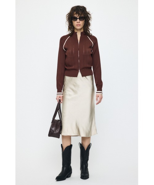 MOUSSY（マウジー）の「【26年SS新作】MIX PATTERN KNIT TRACK トップス（ニット/セーター・レディース・アイボリー/ブラウン/ネイビー・FREE）」の5枚目の写真