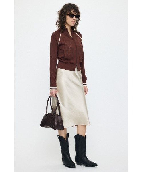 MOUSSY（マウジー）の「【26年SS新作】MIX PATTERN KNIT TRACK トップス（ニット/セーター・レディース・アイボリー/ブラウン/ネイビー・FREE）」の6枚目の写真