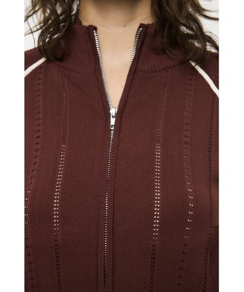 MOUSSY（マウジー）の「【26年SS新作】MIX PATTERN KNIT TRACK トップス（ニット/セーター・レディース・アイボリー/ブラウン/ネイビー・FREE）」の11枚目の写真