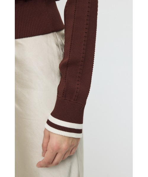 MOUSSY（マウジー）の「【26年SS新作】MIX PATTERN KNIT TRACK トップス（ニット/セーター・レディース・アイボリー/ブラウン/ネイビー・FREE）」の14枚目の写真