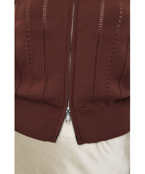 MOUSSY（マウジー）の「【26年SS新作】MIX PATTERN KNIT TRACK トップス（ニット/セーター・レディース・アイボリー/ブラウン/ネイビー・FREE）」の15枚目の写真