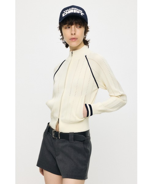 MOUSSY（マウジー）の「【26年SS新作】MIX PATTERN KNIT TRACK トップス（ニット/セーター・レディース・アイボリー/ブラウン/ネイビー・FREE）」の19枚目の写真