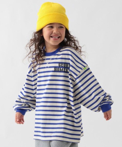 GEORGE'S（ジョージズ）の「【KIDS】ボーダーロゴロンＴ（Tシャツ/カットソー・キッズ・ブルー/グリーン・150cm/130cm/110cm）」の2枚目の写真