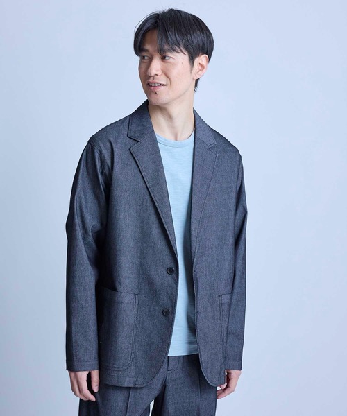 UNION STATION（ユニオンステーション）の「メッシュデニムジャケット〈ストレッチ・軽量・ハンドウォッシャブル・通気性〉（デニムジャケット・メンズ・ブラック/ネイビー・M/S/L）」の2枚目の写真