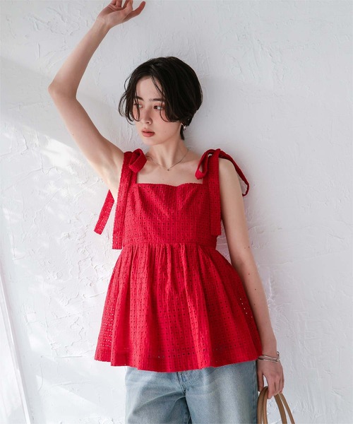 titivate(ティティベイト)の「コットンレースペプラムリボントップス(Tシャツ/カットソー・レディース・オフホワイト/ブラック/レッド・M/L)」の21枚目の写真
