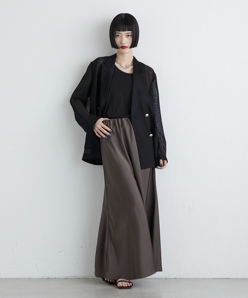 Lui's（ルイス）の「【MIU セレクト】メッシュダブルジャケット（テーラードジャケット・レディース・チャコールグレー/ブラック/ベージュ・FREE）」の14枚目の写真