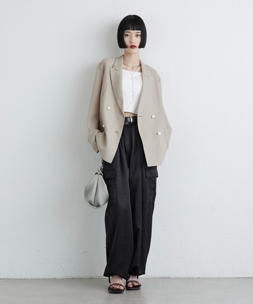 Lui's（ルイス）の「【MIU セレクト】メッシュダブルジャケット（テーラードジャケット・レディース・チャコールグレー/ブラック/ベージュ・FREE）」の21枚目の写真