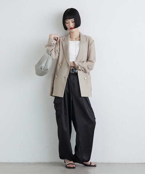 Lui's（ルイス）の「【MIU セレクト】メッシュダブルジャケット（テーラードジャケット・レディース・チャコールグレー/ブラック/ベージュ・FREE）」の22枚目の写真