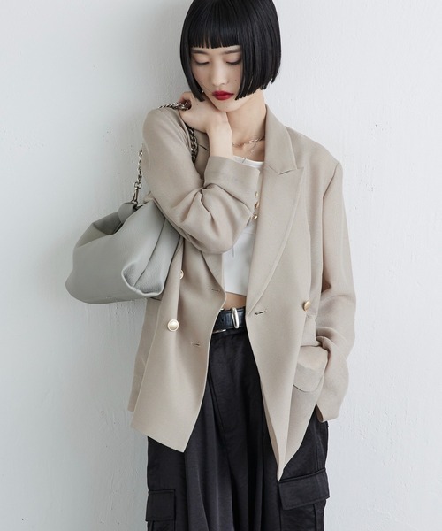 Lui's（ルイス）の「【MIU セレクト】メッシュダブルジャケット（テーラードジャケット・レディース・チャコールグレー/ブラック/ベージュ・FREE）」の17枚目の写真