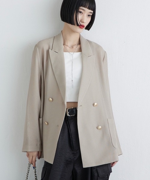 Lui's（ルイス）の「【MIU セレクト】メッシュダブルジャケット（テーラードジャケット・レディース・チャコールグレー/ブラック/ベージュ・FREE）」の18枚目の写真