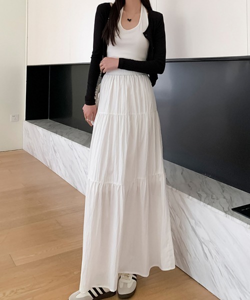 SallyLunn(サリーラン)の「エアリーフレアティアードスカート(スカート・レディース・ピンク/ホワイト・LARGE/MEDIUM)」の12枚目の写真
