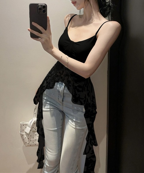 Lace Ladies(レースレディース)の「ソリッドカラー レース デザイン ビスチェ キャミソール(キャミソール・レディース・ホワイト/ブラック・FREE)」の6枚目の写真