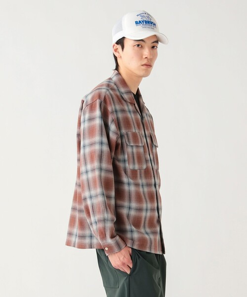 BEAMS HEART(ビームスハート)の「【6/18値下げ】オンブレチェック オープンカラーシャツ(ユニセックス)(シャツ/ブラウス・メンズ・ブラウン/サックスブルー・SMALL/LARGE/MEDIUM)」の6枚目の写真