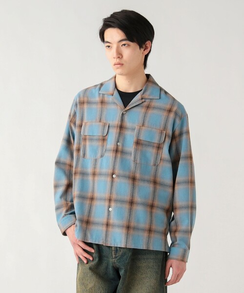 BEAMS HEART(ビームスハート)の「【6/18値下げ】オンブレチェック オープンカラーシャツ(ユニセックス)(シャツ/ブラウス・メンズ・ブラウン/サックスブルー・SMALL/LARGE/MEDIUM)」の14枚目の写真