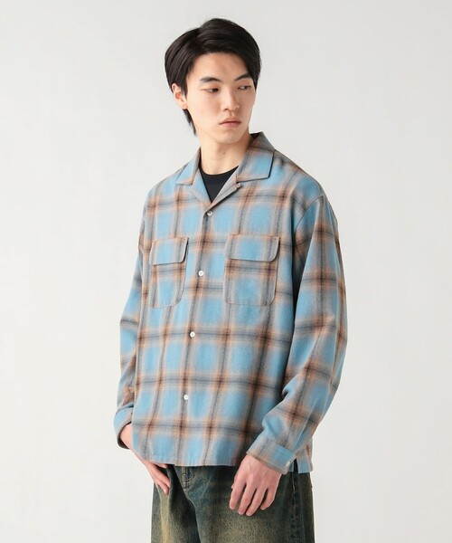BEAMS HEART(ビームスハート)の「【6/18値下げ】オンブレチェック オープンカラーシャツ(ユニセックス)(シャツ/ブラウス・メンズ・ブラウン/サックスブルー・SMALL/LARGE/MEDIUM)」の15枚目の写真