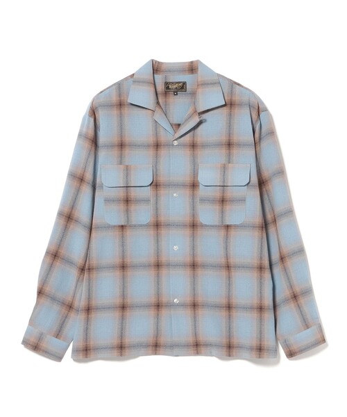 BEAMS HEART(ビームスハート)の「【6/18値下げ】オンブレチェック オープンカラーシャツ(ユニセックス)(シャツ/ブラウス・メンズ・ブラウン/サックスブルー・SMALL/LARGE/MEDIUM)」の21枚目の写真