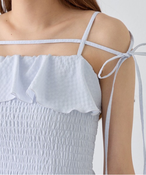 OLIVE des OLIVE（オリーブデオリーブ）の「フリルシャーリングティアードキャミワンピ（ワンピース・レディース・サックスブルー/ブラック/アイボリー・FREE）」の21枚目の写真