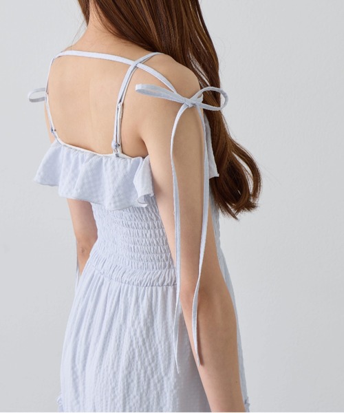 OLIVE des OLIVE（オリーブデオリーブ）の「フリルシャーリングティアードキャミワンピ（ワンピース・レディース・サックスブルー/ブラック/アイボリー・FREE）」の22枚目の写真