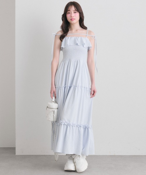 OLIVE des OLIVE（オリーブデオリーブ）の「フリルシャーリングティアードキャミワンピ（ワンピース・レディース・サックスブルー/ブラック/アイボリー・FREE）」の14枚目の写真