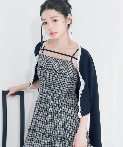 OLIVE des OLIVE（オリーブデオリーブ）の「フリルシャーリングティアードキャミワンピ（ワンピース・レディース・サックスブルー/ブラック/アイボリー・FREE）」の7枚目の写真