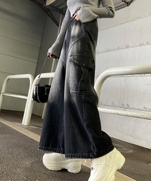 non-hedge（ノンヘッジ）の「切替デニムカーゴワイドパンツ（カーゴパンツ）」